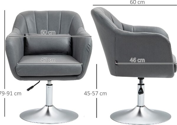 DecHome Poltrona Moderna in Tessuto Dimensioni 60x60x79-91 cm Altezza Regolabile colore Grigio