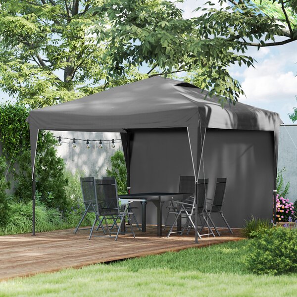 Outsunny Gazebo tenda da giardino pieghevole con parete laterale rimovibile + borsa da trasporto acciaio tessuto Oxford | Aosom Italy