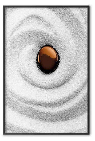 Poster: Karesansui - sabbia con una pietra marrone orientale in stile zen