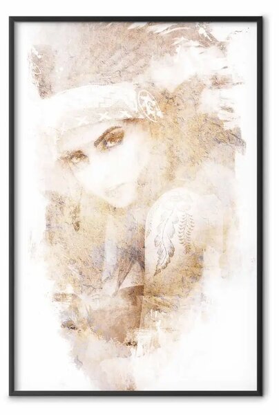 Poster: Sguardo etnico (beige) - ritratto di una donna di origine etnica