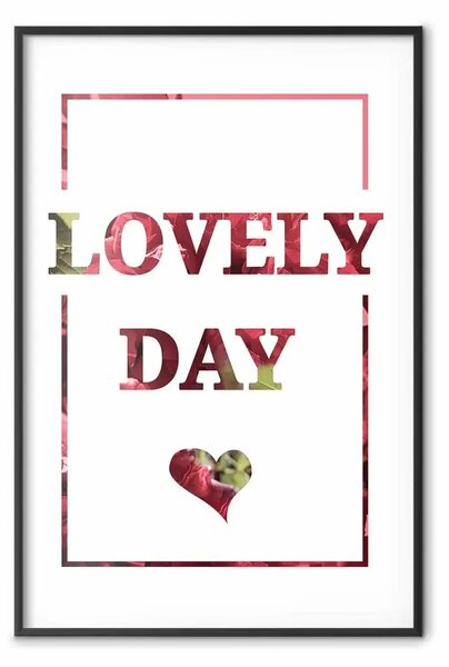 Poster: Giornata incantevole - scritte in inglese su sfondo di pianta rossa