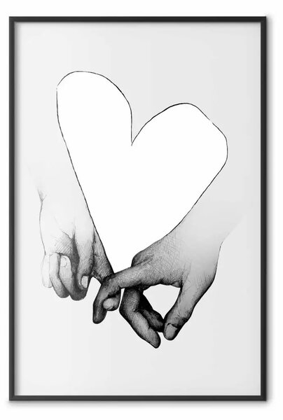 Poster: Il nostro spazio - mani nere e bianche unite a formare un cuore