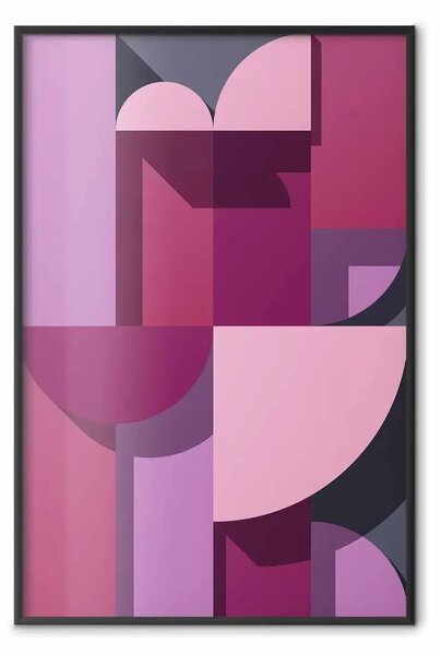 Poster: Casa astratta - varie figure geometriche in tonalità rosa