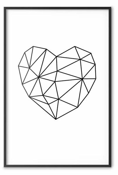 Poster: Mosaico d'amore - line art di cuore su bianco contrastante
