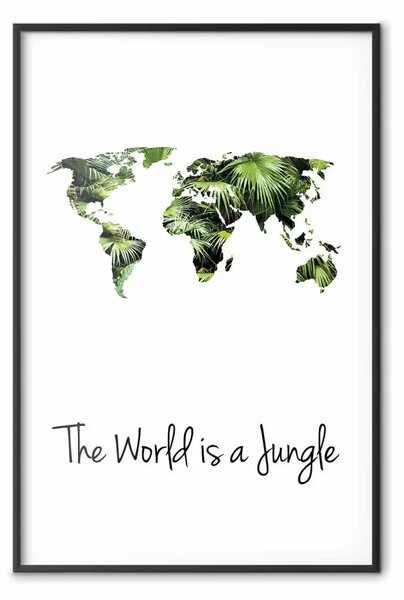 Poster: Il mondo è una giungla - scritte su mappa tropicale