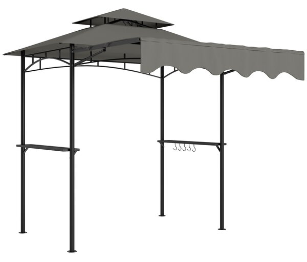 Outsunny Gazebo per barbecue 242x149x248 cm idrorepellente ritardante di fiamma Gazebo da giardino con tetto a doppio strato Grigio | Aosom Italy