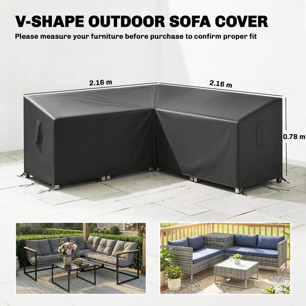 Outsunny Copertura protettiva per mobili da giardino invernale impermeabile a V Anti-UV 420D Oxford 216x216x78 cm Nero | Aosom Italy