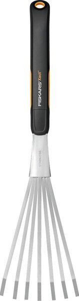 Fiskars Rastrello con Manico 7 Denti in Acciaio Inox Impugnatura Soft-grip Lunghezza 44.3 cm - 1027044 XACT