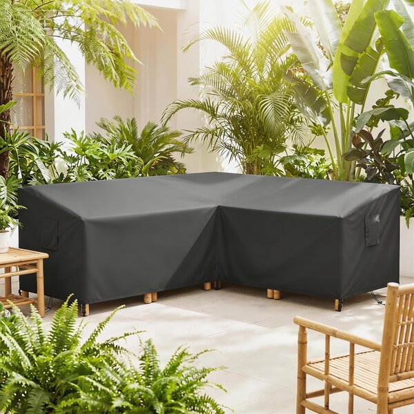 Outsunny Copertura protettiva per mobili da giardino invernale impermeabile a V Anti-UV 420D Oxford 216x216x78 cm Nero | Aosom Italy