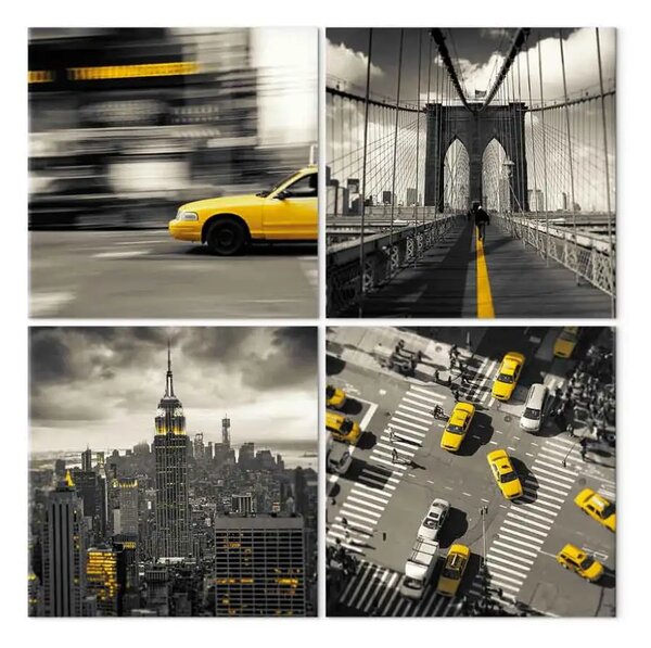 Quadro contemporaneo Giallo New York (4 pezzi)