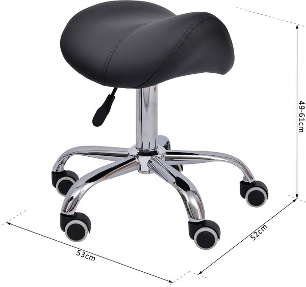 DecHome Sgabello con Ruote in Ecopelle colore Nero