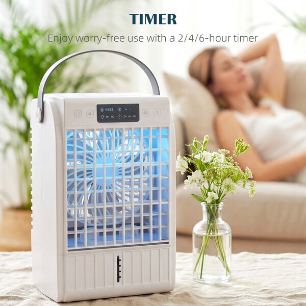 HOMCOM Ventilatore da Scrivania con Luce RGB Nebulizzatore e Umidificatore con 4 Velocità Serbatoio d'Acqua da 1,5L Bianco | Aosom Italy