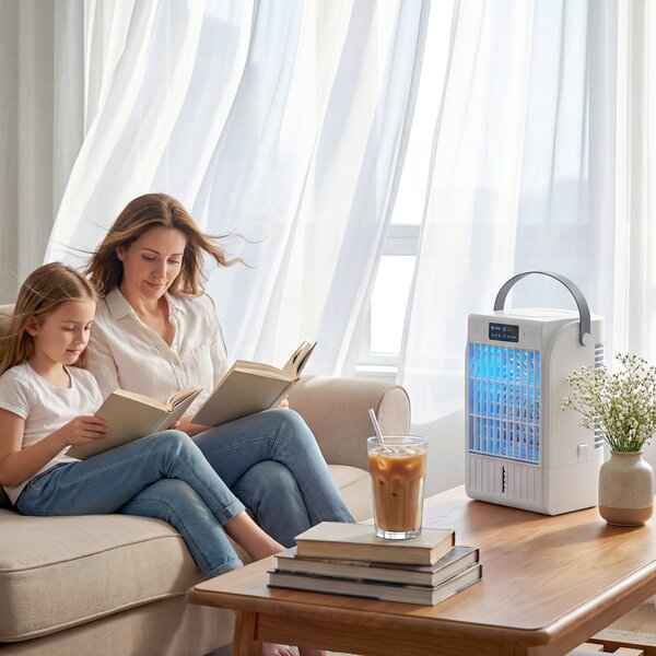 HOMCOM Ventilatore da Scrivania con Luce RGB Nebulizzatore e Umidificatore con 4 Velocità Serbatoio d'Acqua da 1,5L Bianco | Aosom Italy