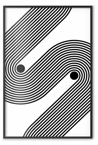 Poster: Simfonia monocromatica - linee astratte nere che creano onde