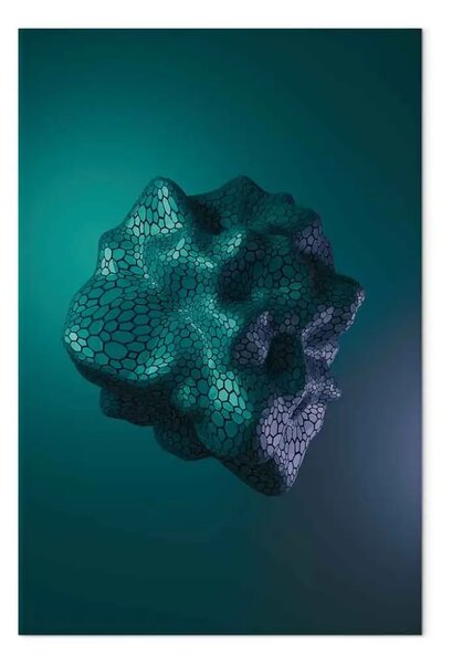 Quadro Pietra cosmica - Astrazione futuristica su uno sfondo verde scuro