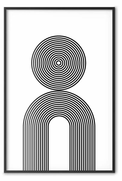 Poster: Rapsodia - linee astratte che creano figure su bianco