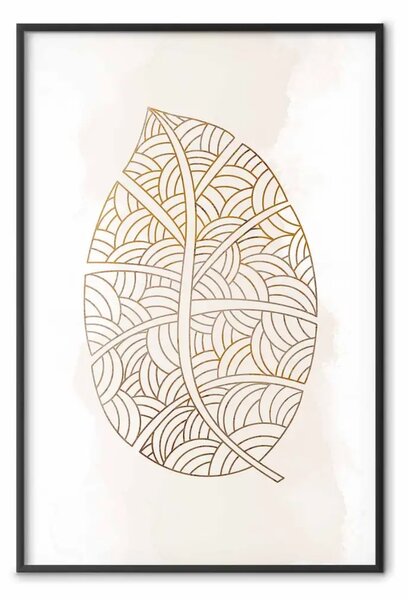 Poster: Natura complessa - foglia astratta con molti motivi su sfondo bianco