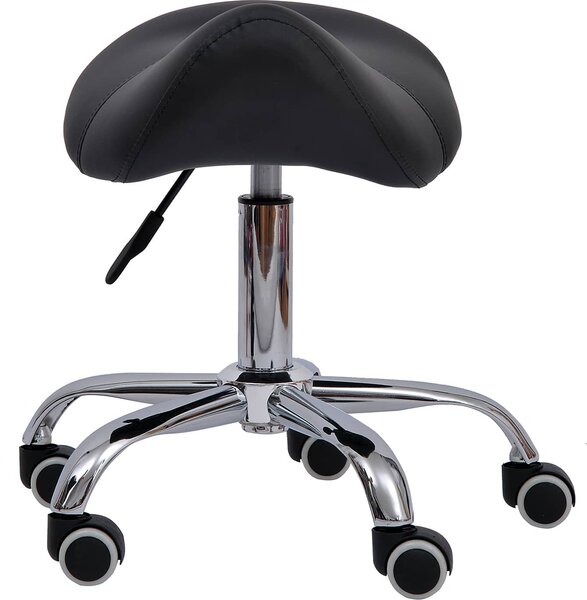 DecHome Sgabello con Ruote in Ecopelle colore Nero