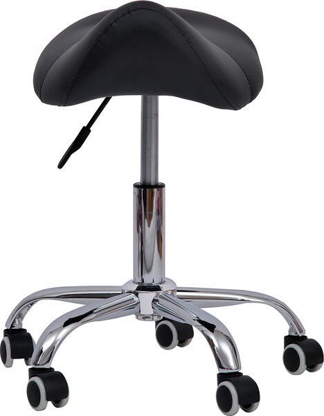 DecHome Sgabello con Ruote in Ecopelle colore Nero