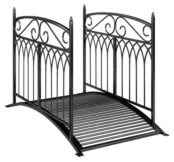 Outsunny Ponte da giardino in metallo 135,5 cm Ponte per laghetto con parapetti di sicurezza Look antico Resistente alla ruggine Montaggio semplice | Aosom Italy