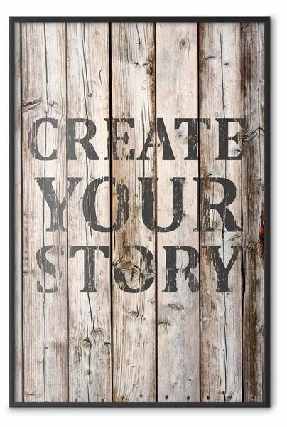 Poster: Retro: Crea la Tua Storia - scritta inglese su assi legno