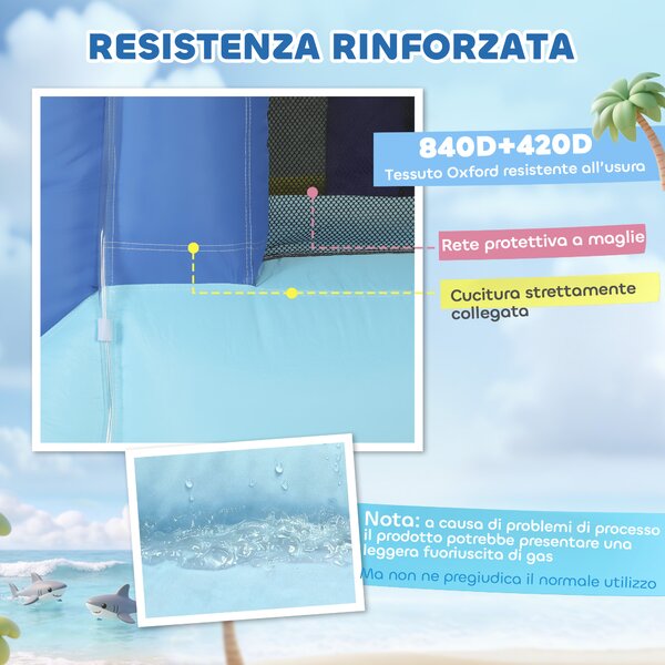 AIYAPLAY Gonfiabile Tema Squali con Scivolo, Piscina/Piscina Palline per Divertimento Bambini all'Aperto | Aosom Italy