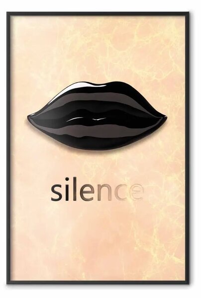 Poster: Dolce silenzio - scritta in inglese e labbra nere lucide
