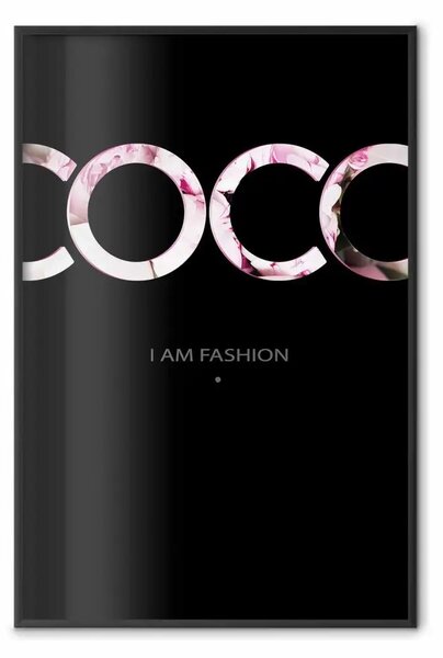 Poster: I Am Fashion - scritte rosa in inglese su sfondo nero a contrasto