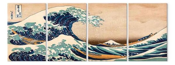 Quadro contemporaneo La grande onda di Kanagawa (4 pezzi)