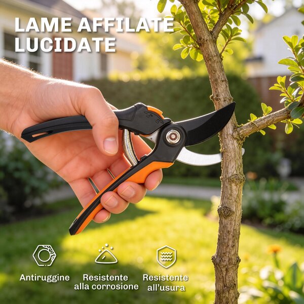 Outsunny Set da Giardinaggio 2 Pezzi con Troncarami e Cesoie, con Impugnatura Morbida e Blocco di Sicurezza | Aosom Italy