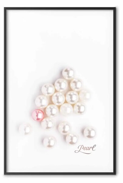 Poster: Perla - perle bianche e rosse con scritte in inglese su sfondo chiaro