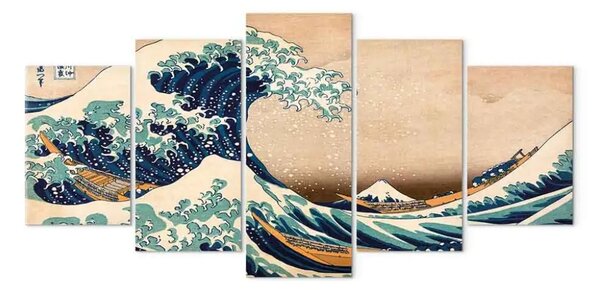 Quadro contemporaneo La grande onda di Kanagawa (5 pezzi) largo