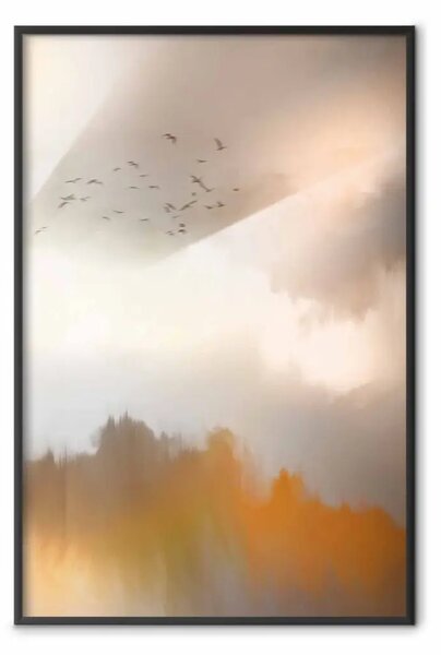 Poster: Nostalgia - uccelli nel cielo toni oro