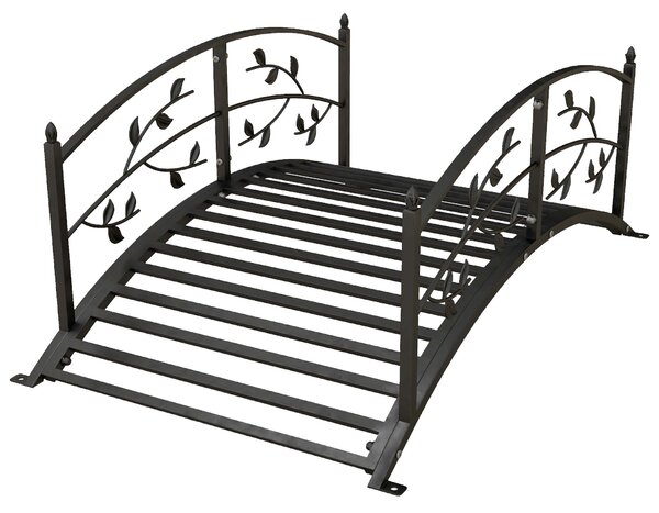 Outsunny Ponte da giardino Ponte per stagno Decorazione per giardino dim. 119L x 67B x 47H cm con ringhiera motivo di tralci di vite Nero | Aosom Italy