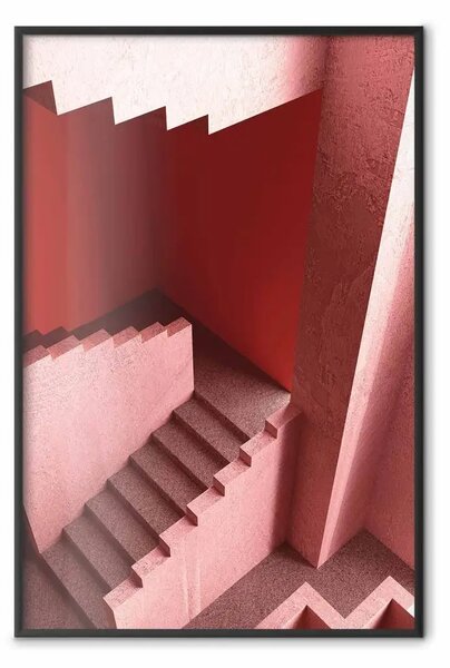 Poster: Scale verso nessun luogo - scala astratta di colore rosso