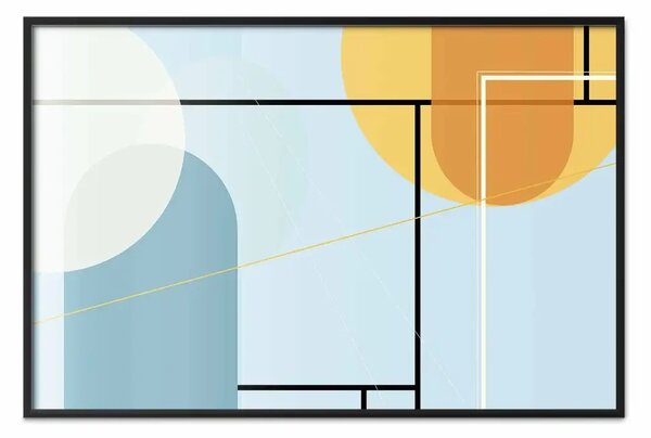 Poster: Oceano ordinato - figure astratte e colorate su sfondo blu