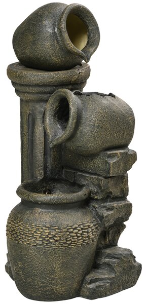 Outsunny Fontana, pompa regolabile, resistente alle intemperie, 25 cm x 24 cm x 60 cm, Grigio | Aosom Italy