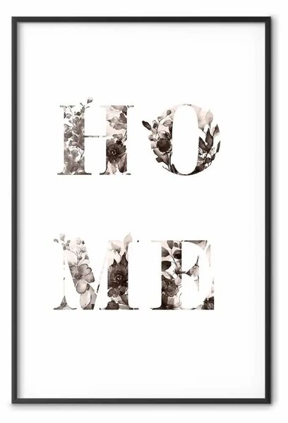Poster: Casa fiorita - scritta in inglese in tema floreale su sfondo bianco
