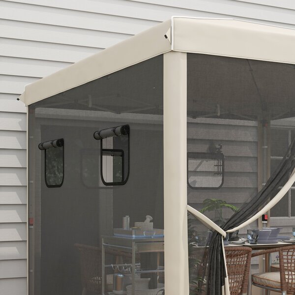 Outsunny Gazebo pieghevole, altezza regolabile, tende in rete, borsa per il trasporto, struttura metallica, 3 x 3 x 3 m, Beige | Aosom Italy