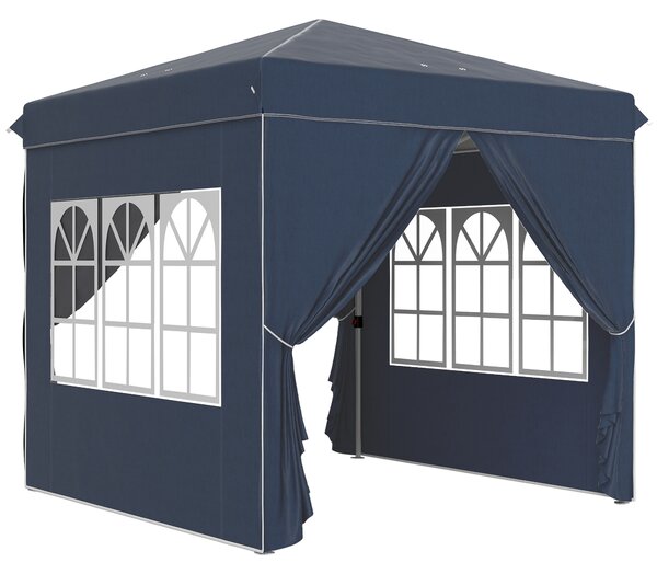 Outsunny Gazebo pop-up 2,5 x 2,5 m con pareti laterali e borsa, tenda da giardino regolabile in altezza UPF50+, Blu scuro | Aosom Italy