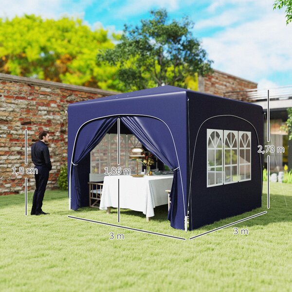Outsunny Gazebo 3 x 3 m, tenda da giardino pop-up con pareti laterali e borsa da trasporto, UPF50+, regolabile in altezza, Sabbia | Aosom Italy