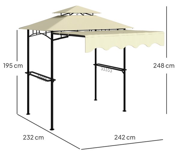 Outsunny Gazebo per barbecue 242x149x248 cm idrorepellente ignifugo gazebo da giardino con tetto a doppio strato Beige | Aosom Italy