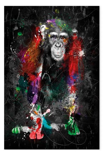 Quadro moderno Animali colorati: scimpanzé verticale