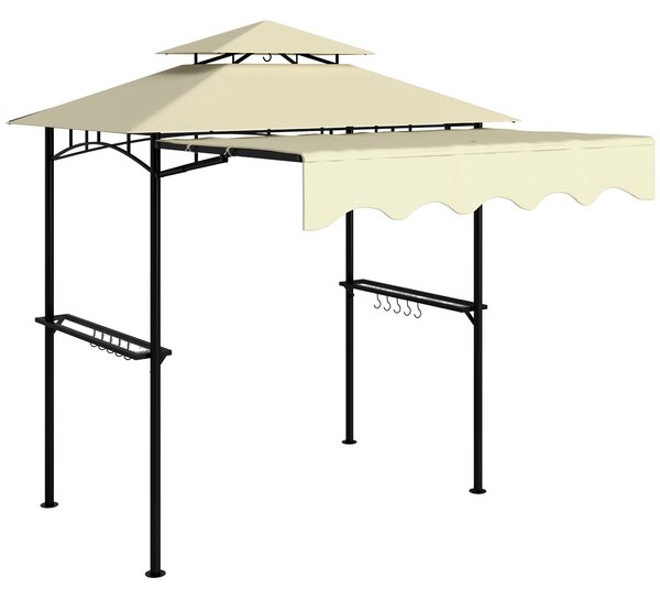 Outsunny Gazebo per barbecue 242x149x248 cm idrorepellente ignifugo gazebo da giardino con tetto a doppio strato Beige | Aosom Italy