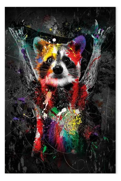 Quadro su tela Animali colorati: procione verticale