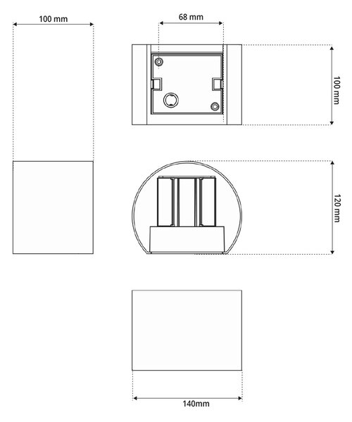Applique LED 12W Bidirezione Curvo IP65 CCT con LED OSRAM - Bianca