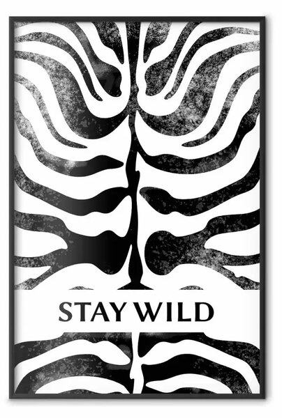 Poster: Resta selvaggio - scritte in inglese su sfondo zebra