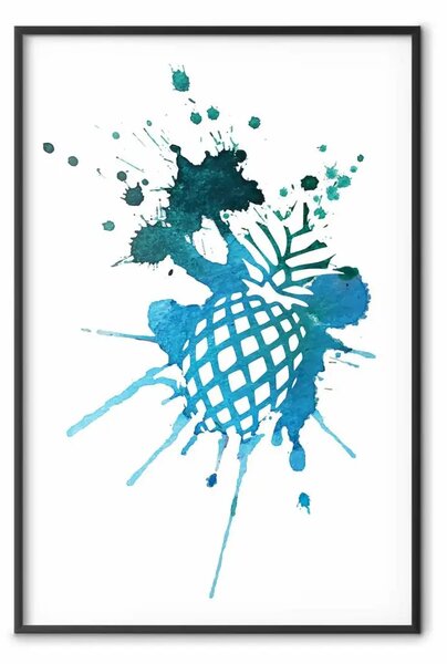 Poster: Passione azzurra - modello astratto a forma di frutta tropicale