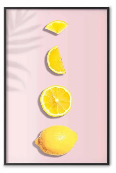 Poster: Pezzetto di esotico - limone in diverse sezioni su sfondo pastello