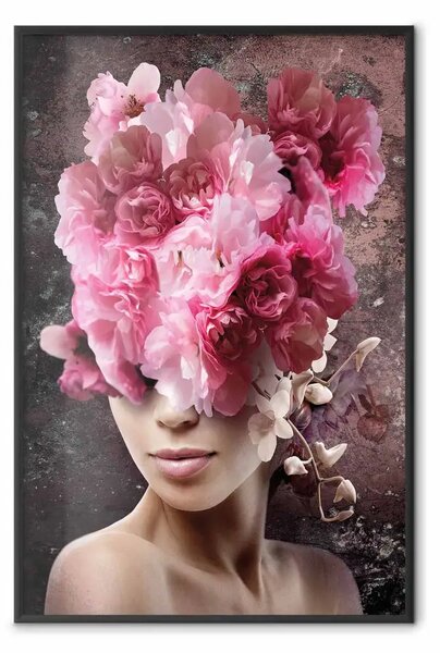 Poster: Risveglio primaverile - donna astratta con piante sulla testa